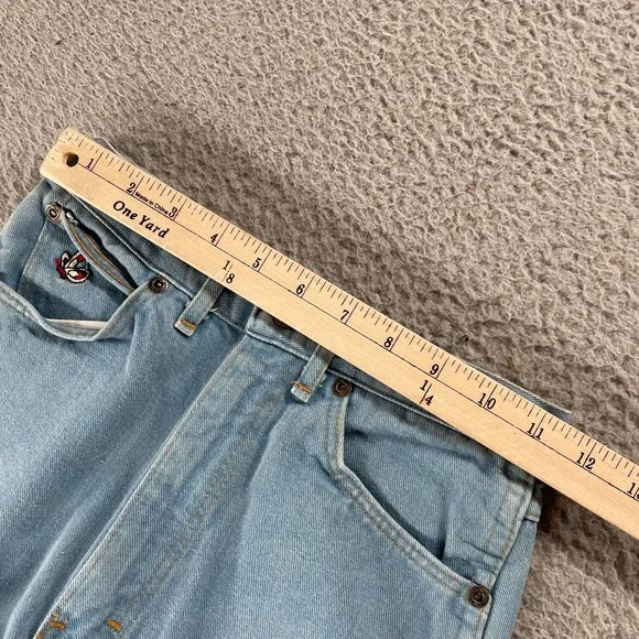 Vintage 70s Brittania High Rise Jeans Size 14 Slim Butterfly Embroidered Pocket - Picture 9 of 16